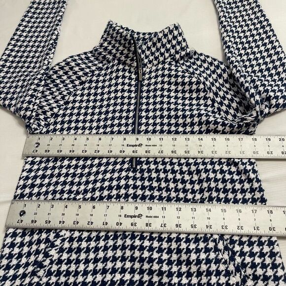 NWT Lulu B Blue White Houndstooth Pullover Sweater Size XS New - Picture 4 of 8